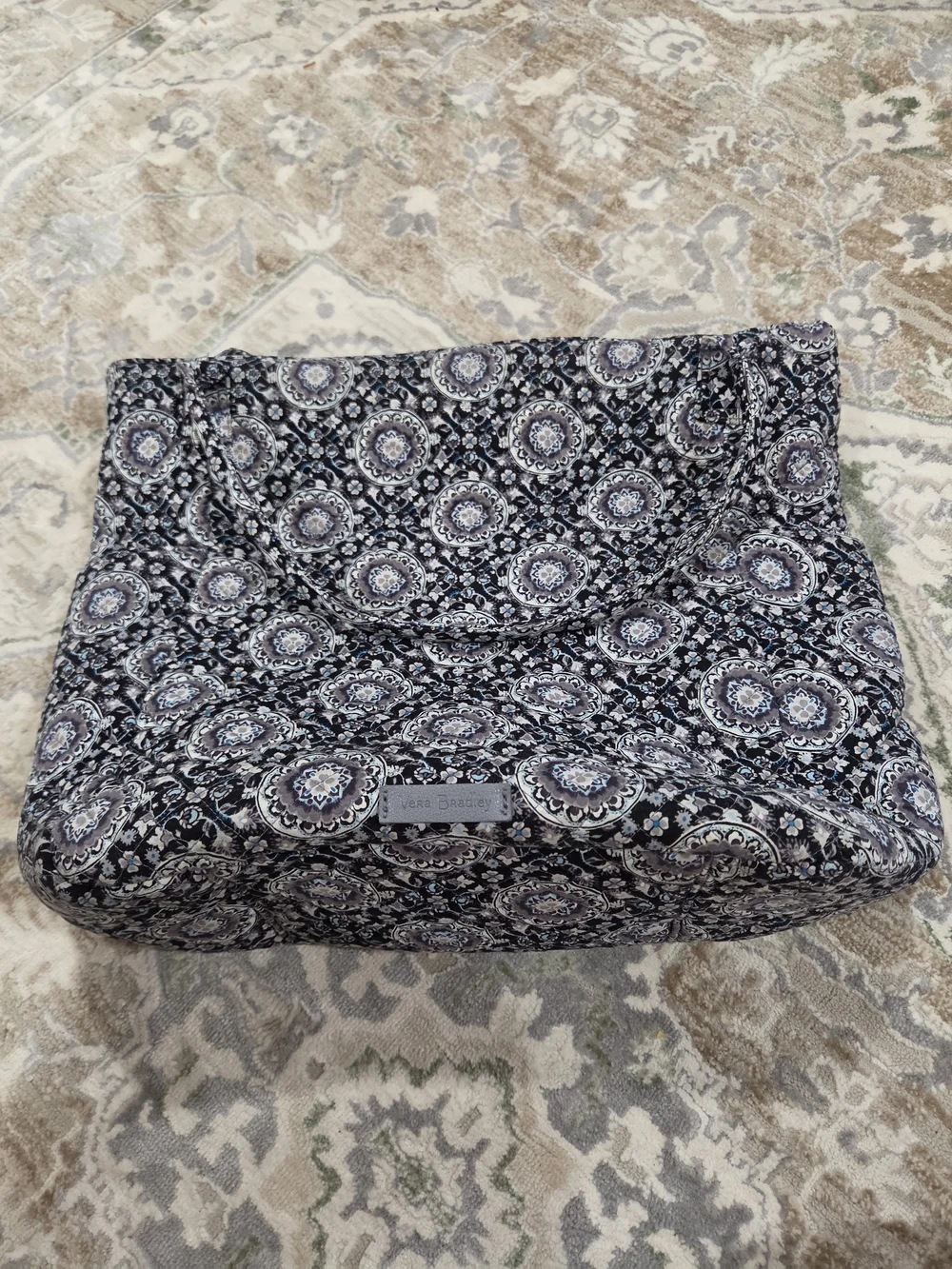 Vera Bradley Quilted Tote  Bag In Charcoal Medallion